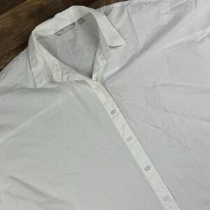 Athleta Relaxed‎ Shirt M White Button Up Short Sleeve Lightweight Cotton